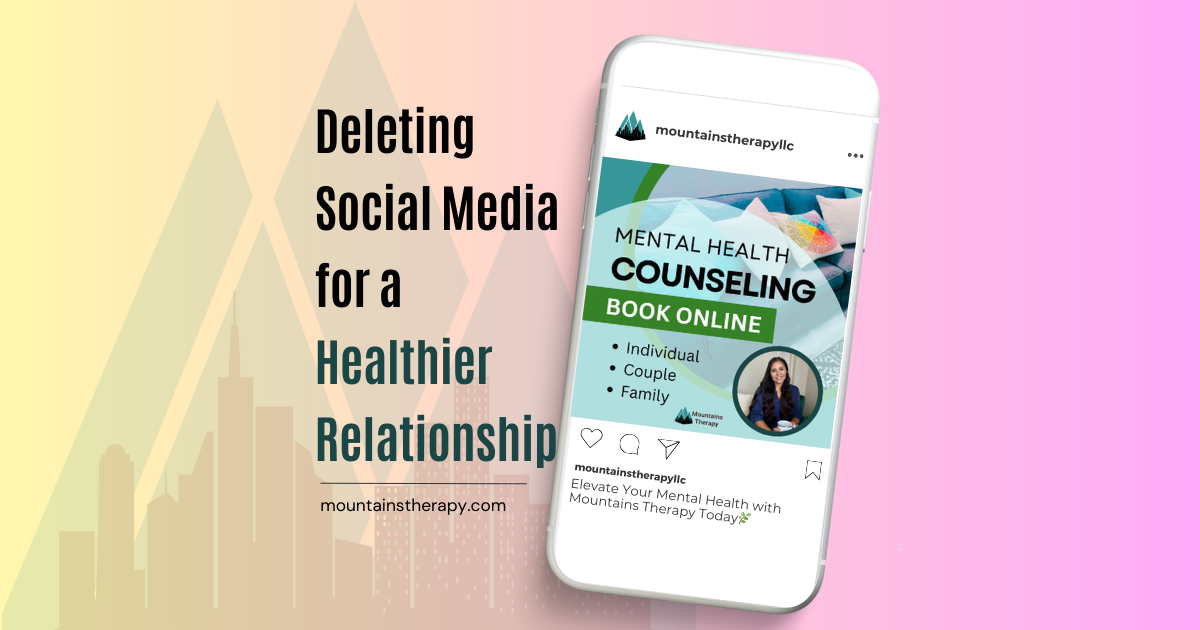 Smartphone displaying a counseling ad, with text overlay: