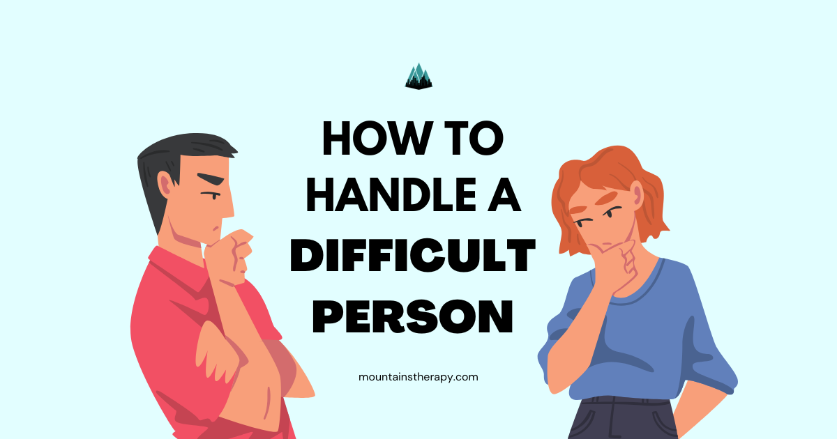 Man and woman pondering, text: 