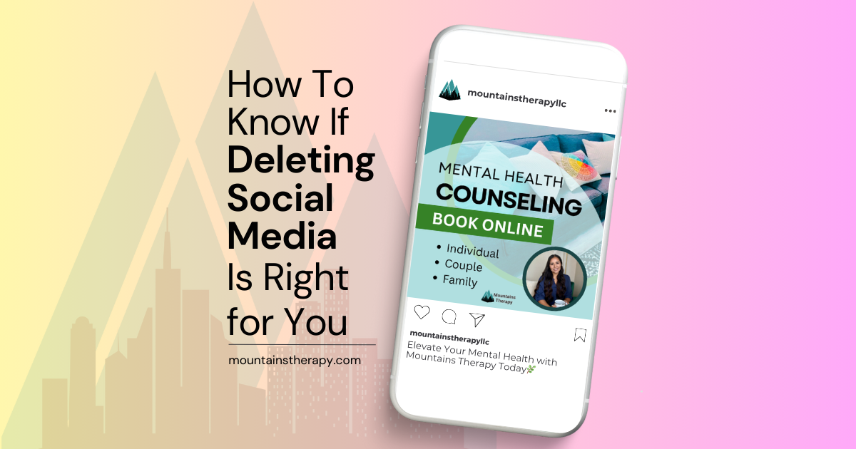 Smartphone displaying a social media post about counseling with text: