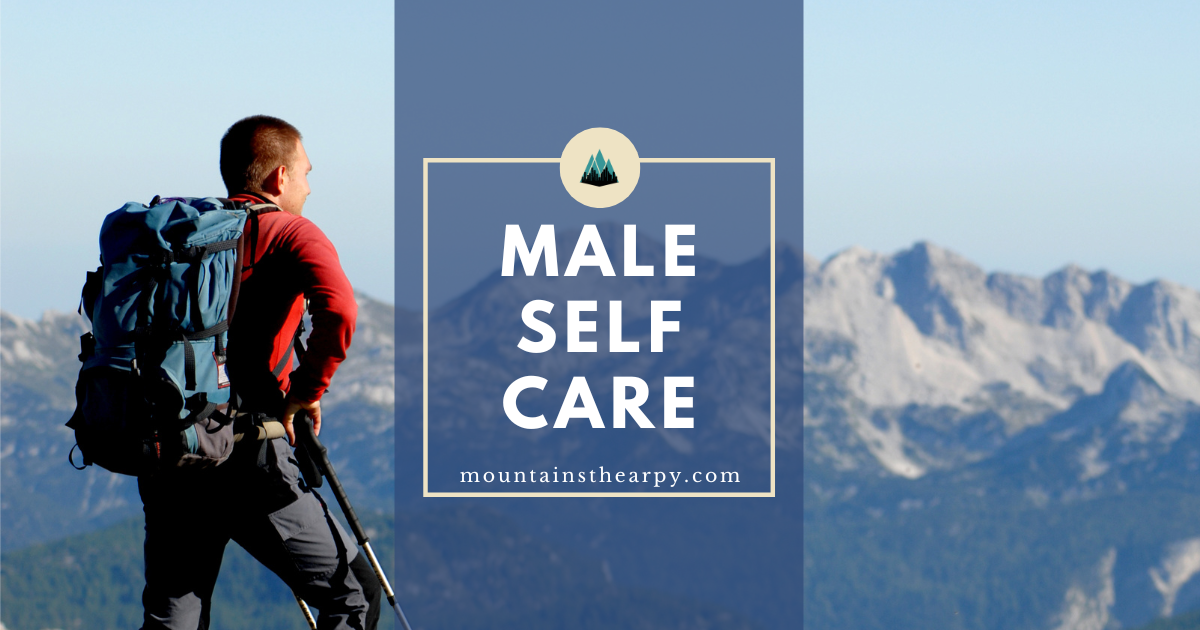 Man with backpack hiking in mountains, text overlay:
