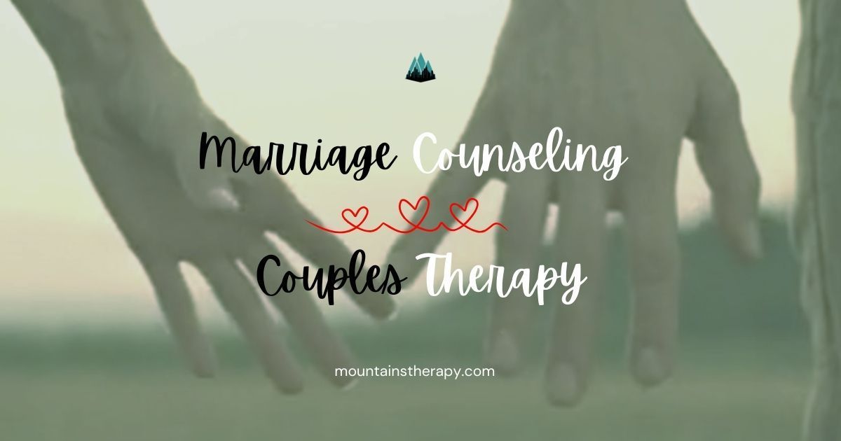Two hands holding, promoting marriage counseling and couples therapy.