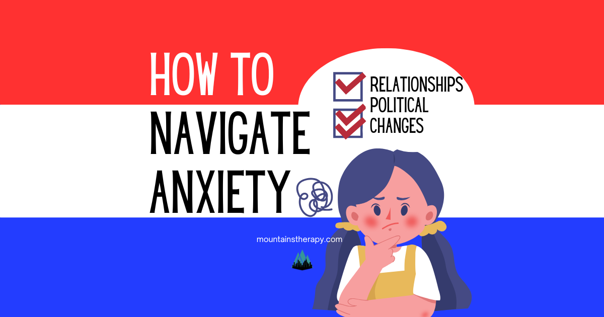 Cartoon of a girl looking anxious near text: