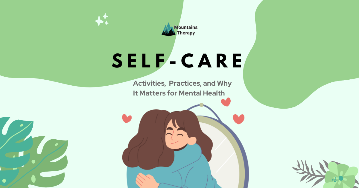 a person hugging their reflection in a mirror. Green background with text