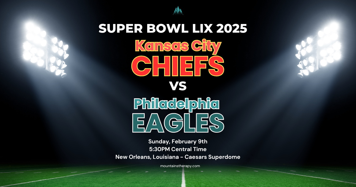 Super Bowl LIX 2025: Chiefs vs Eagles, stadium setting. February 2025 in New Orleans.