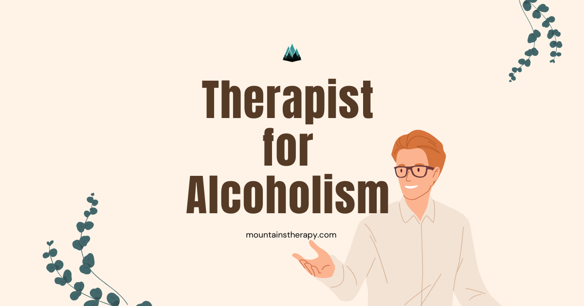 A therapist with a light brown background. Text says