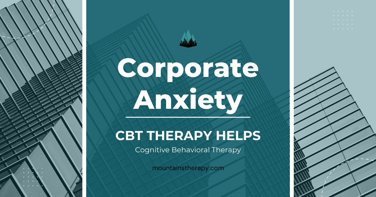 Corporate anxiety ad. Text over building image: