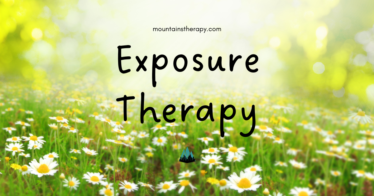 Exposure Therapy title over a field of daisies.