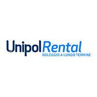 Logo UnipolRental in blu con lo slogan “Noleggio a lungo termine” su sfondo bianco