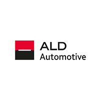 Logo ALD Automotive con icona quadrata rossa, nera e bianca e testo nero.