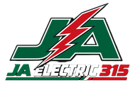 JA Electric 315 logo with green and red stylized &ldquo;JA&rdquo; and lightning bolt