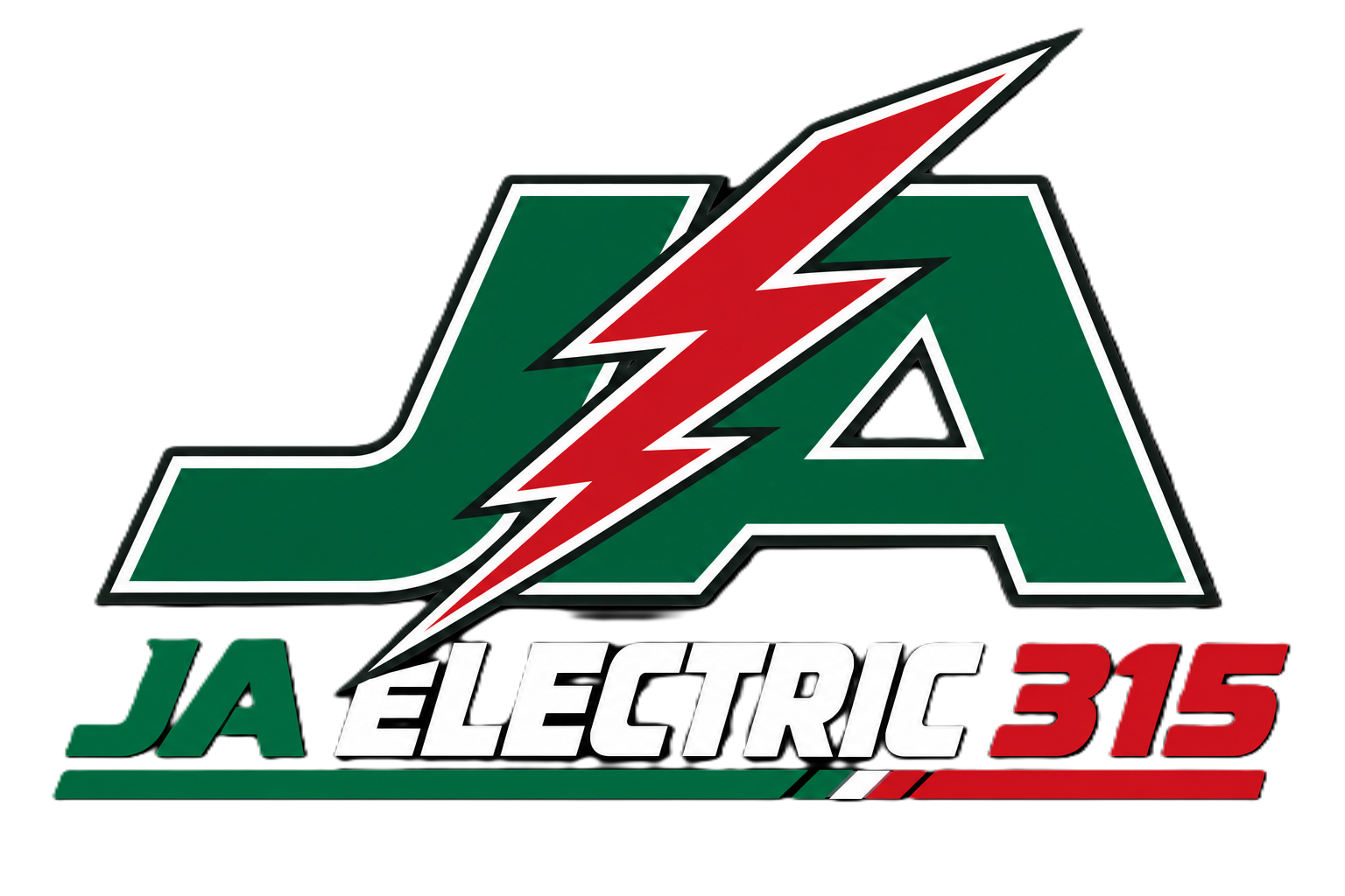 JA Electric 315 logo with green and red stylized &ldquo;JA&rdquo; and lightning bolt