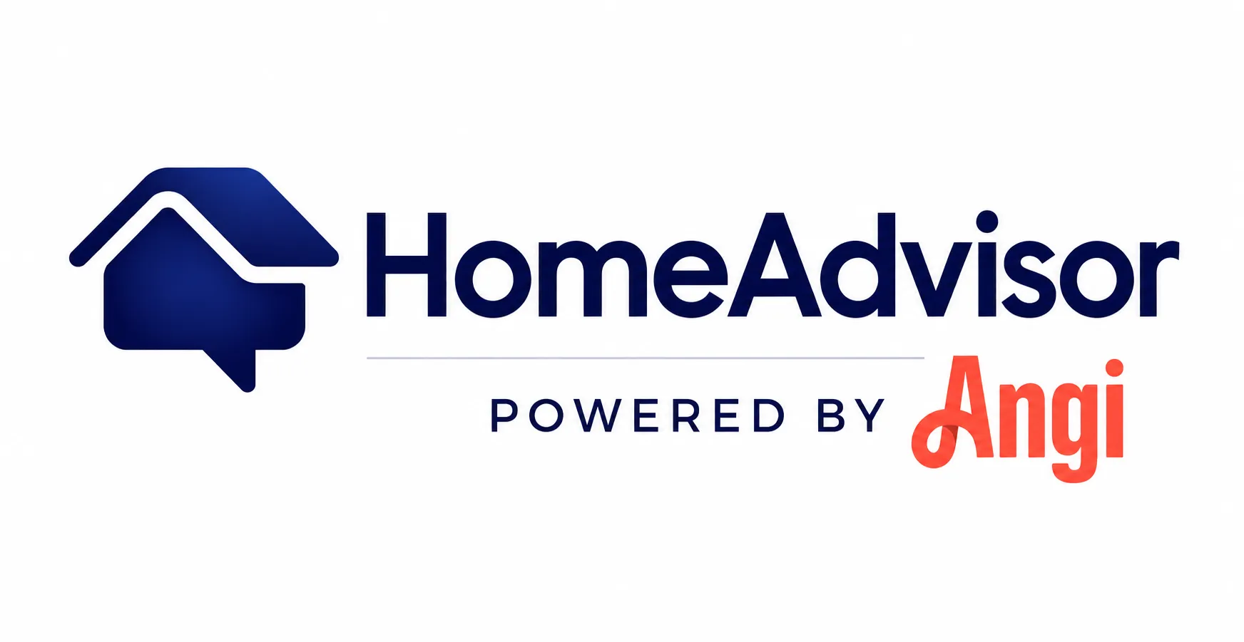 HomeAdvisor logo with blue house icon and “Powered by Angi” text on white background