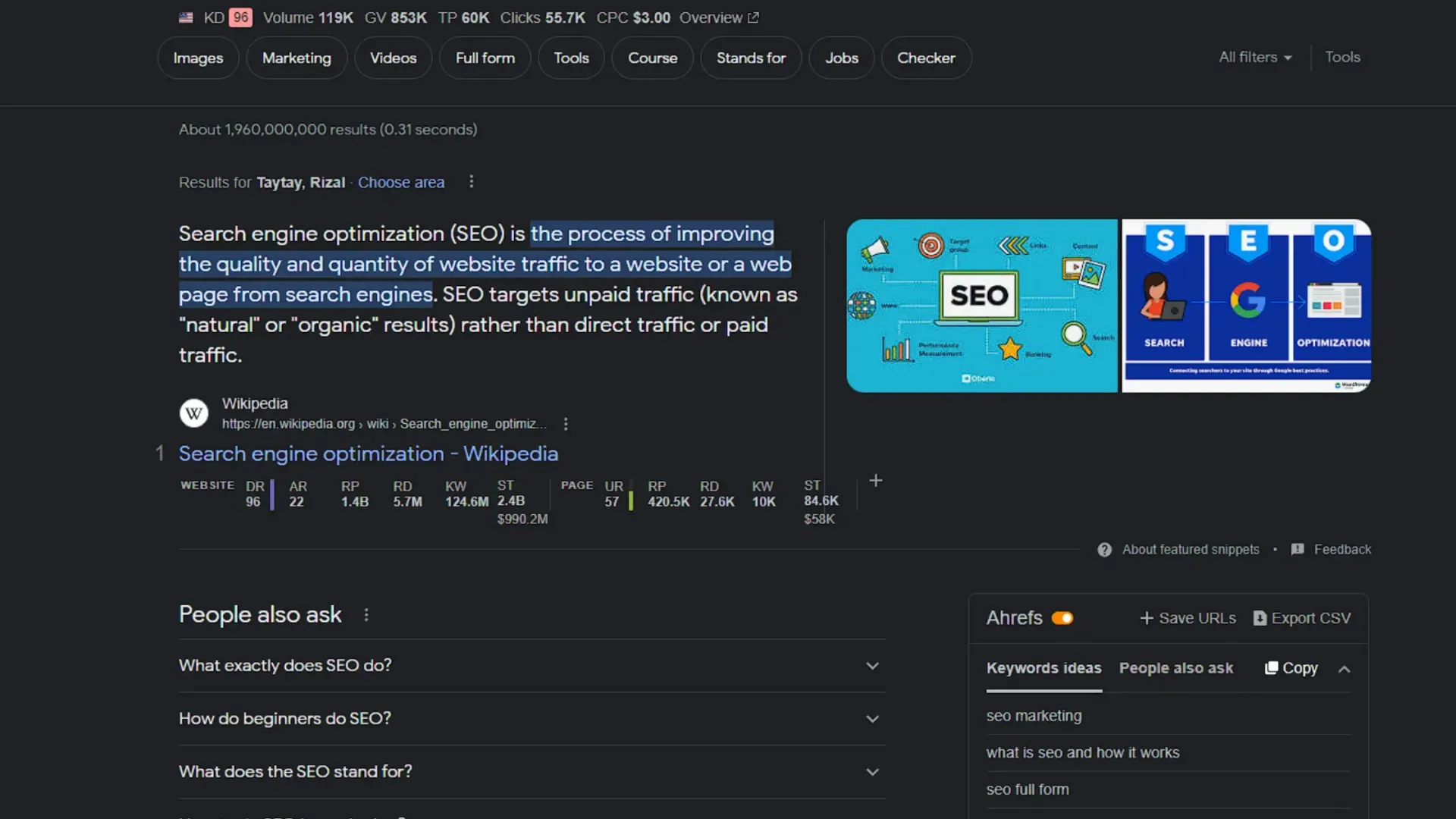 SEO screenshot