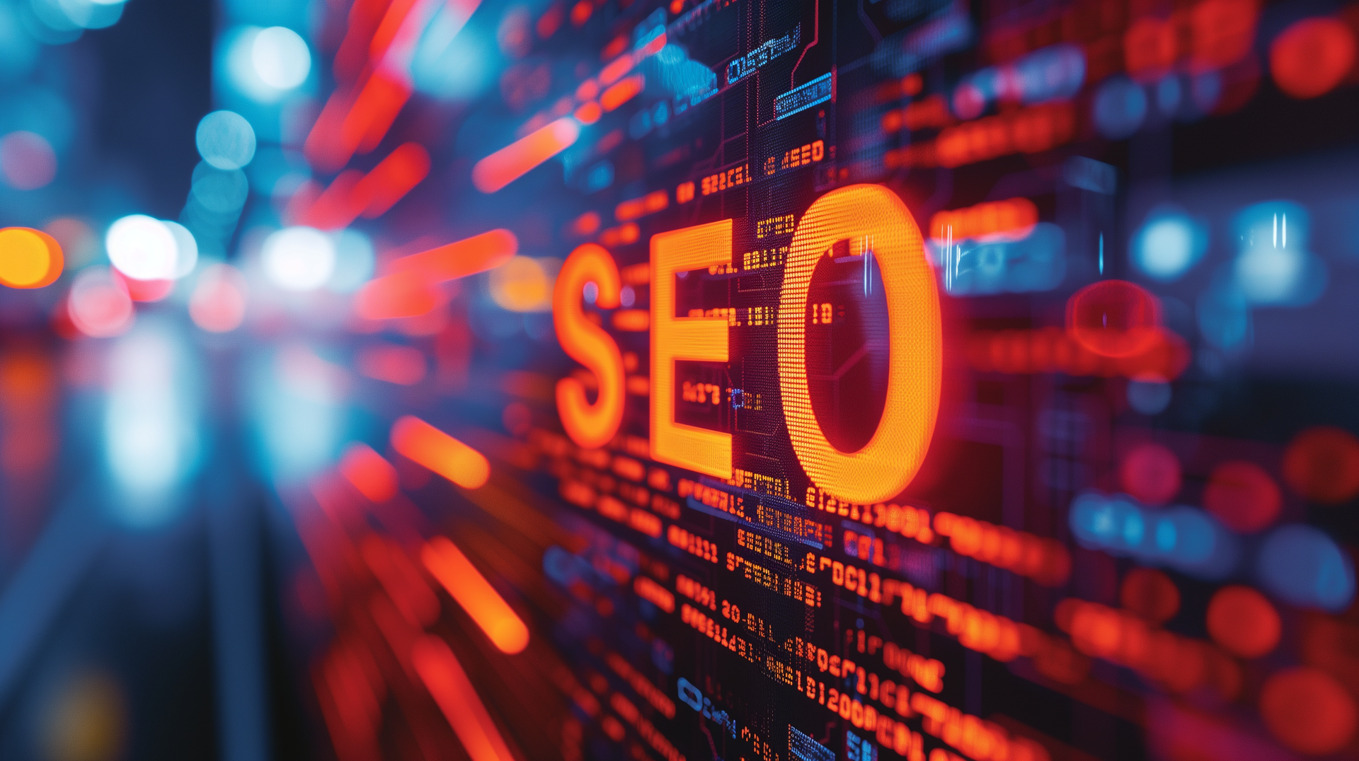 a computer screen with the word seo written on it