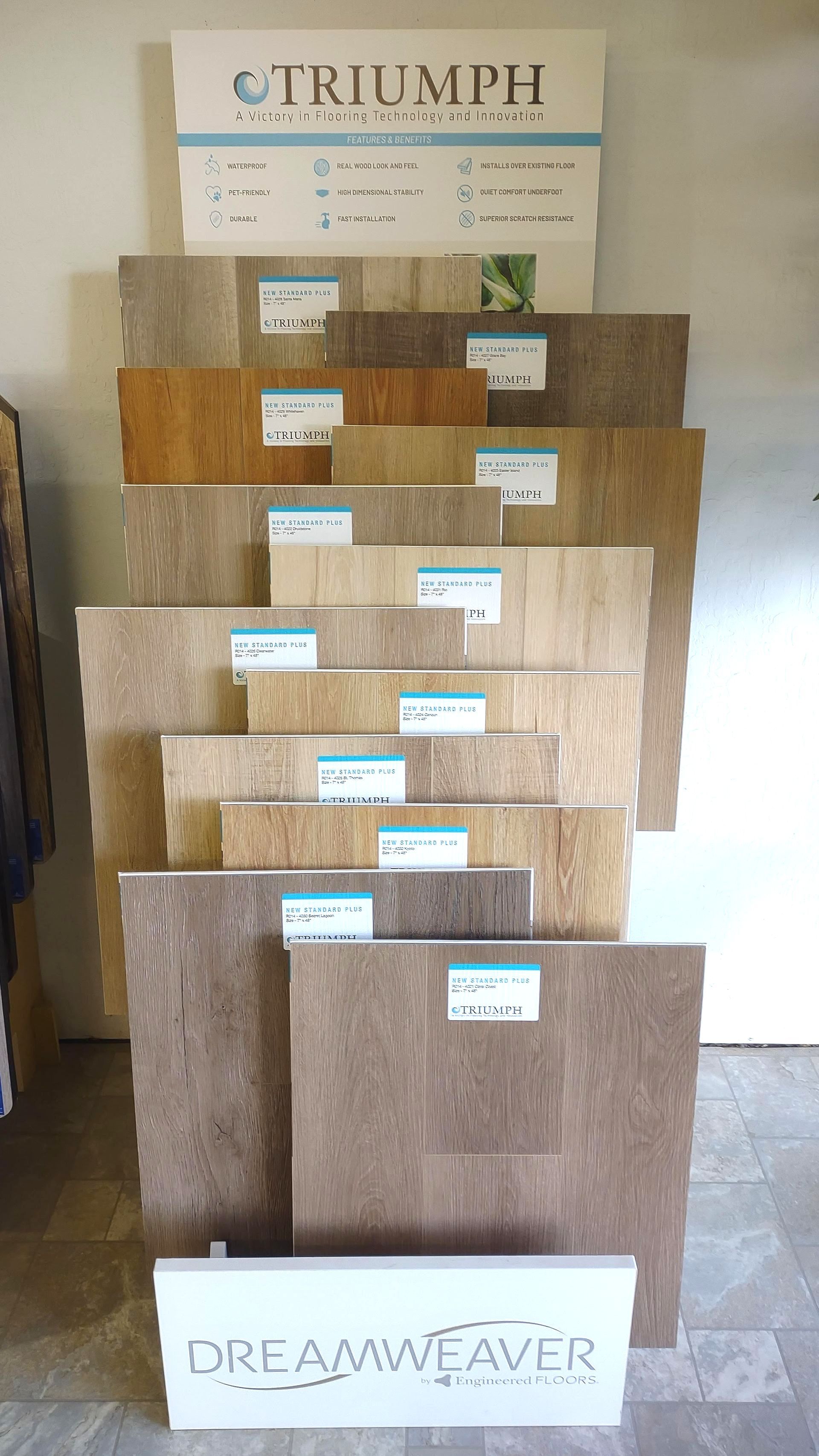 A display of different types of triumph tiles