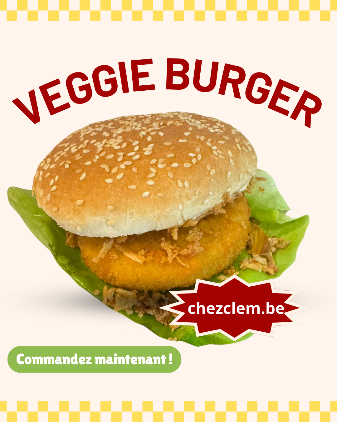 Burger végé à uccle - friterie chez clem - place de saint job