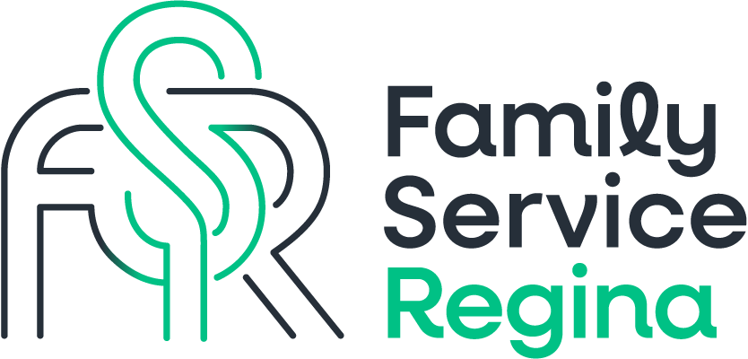 The logo for family service regina is green and black.