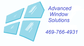 Logo for Advanced Window Solutions: blue window panes forming a stylized window with text and a phone number.