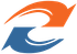 A stylized logo featuring two curved, arrow-like shapes in orange and blue, pointing in opposite directions to form a cycle.