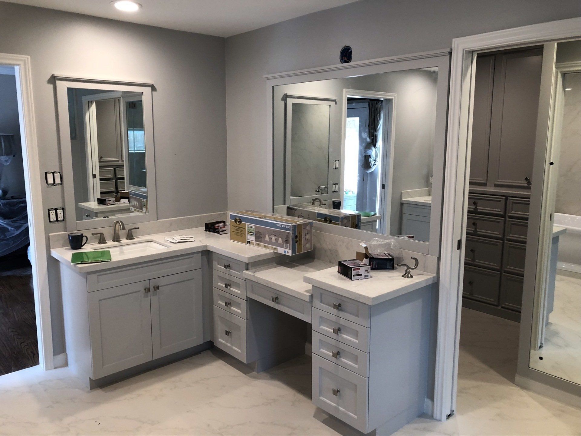 Bathroom with Cabinets — Bellaire, TX — All American Tile & Remodeling Roofing & Renovation