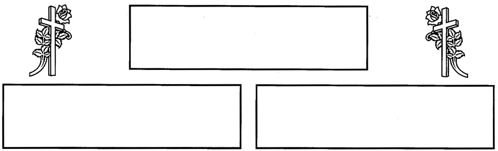 A black and white drawing of four rectangles with flowers on them.