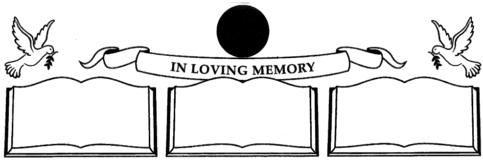 A black and white drawing of a banner that says `` in loving memory ''