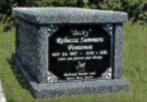 A gravestone with the name rebecca summers on it