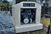 A gravestone with the name allain on it