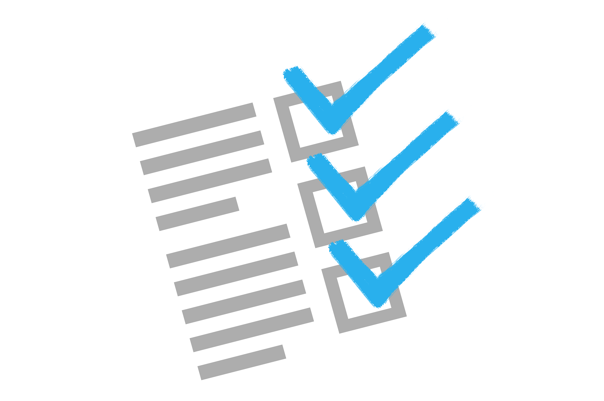 Three blue check marks are lined up next to each other on a white background.