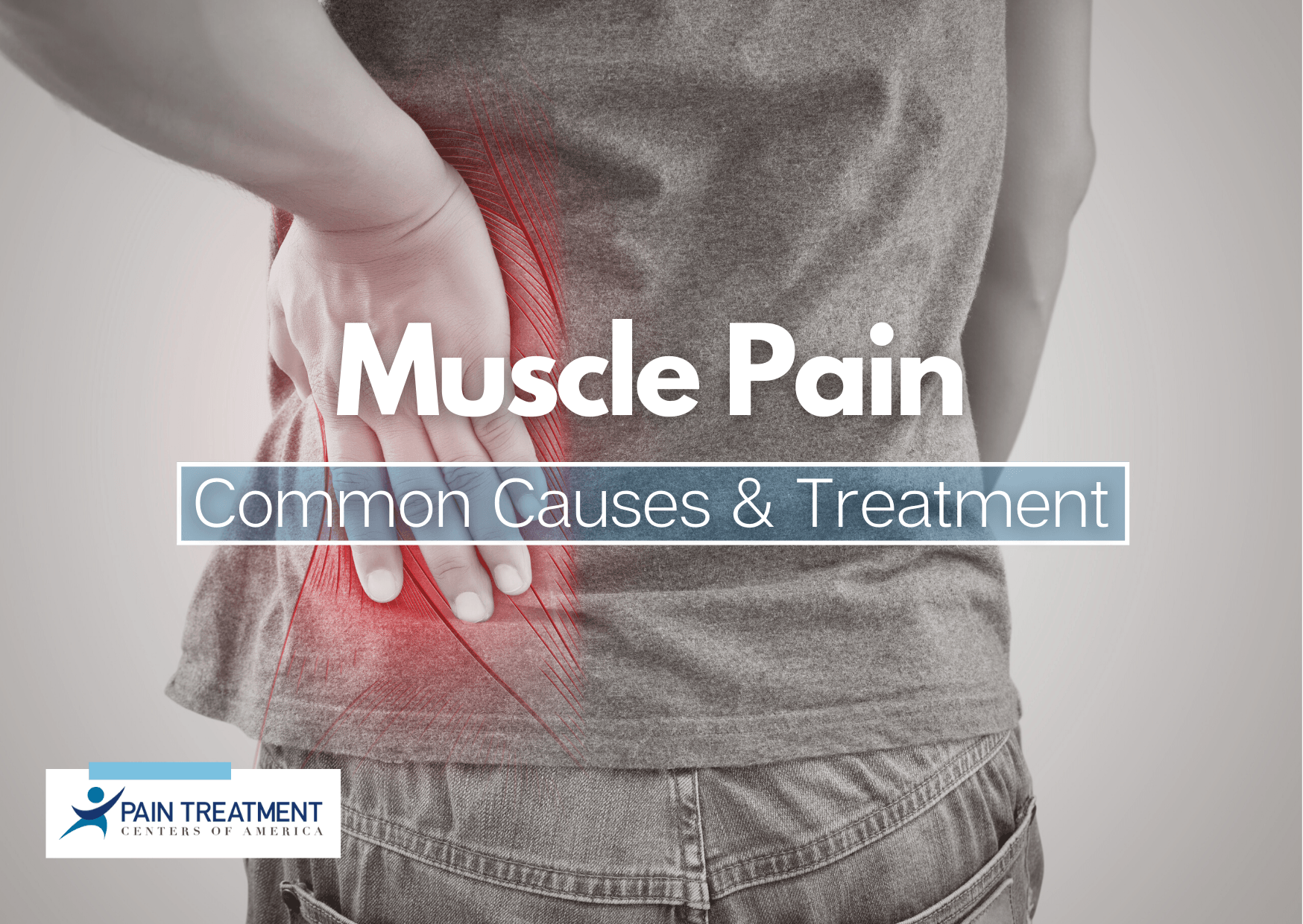A person is holding their back in pain.