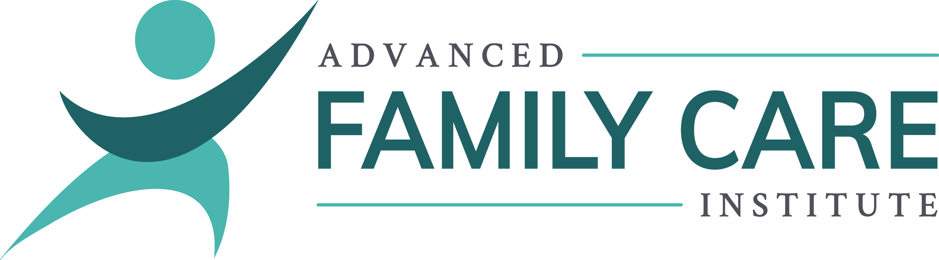 The logo for advanced family care institute shows a person with their arms outstretched.