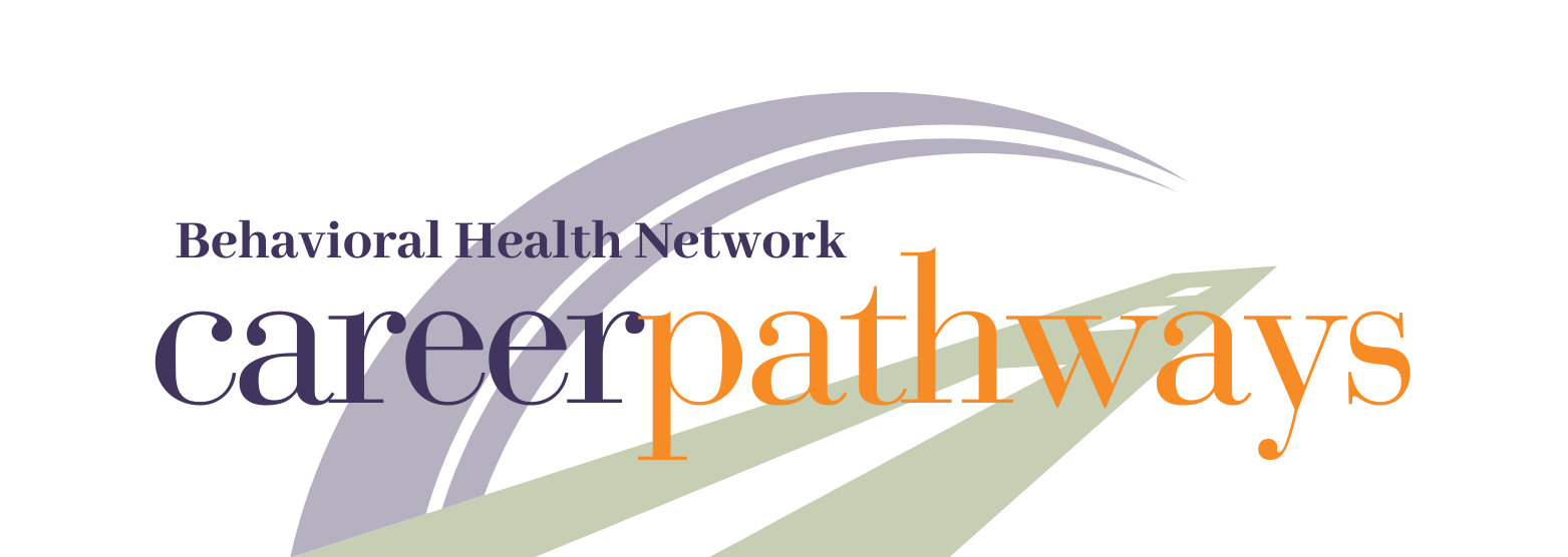 Behavioral Health Network career pathways logo in purple and orange with green swoosh lines