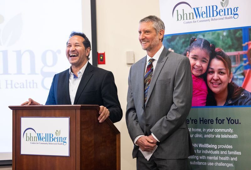 State Rep. Carlos Gonzalez, D-Springfield, and BHN's president and CEO Steve Winn at the opening of the BHN WellBeing Center.