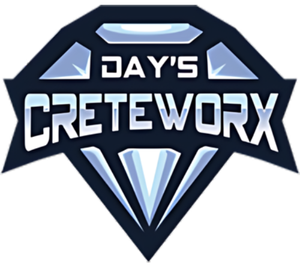 Day's Creteworx logo: Blue diamond shape with white text.