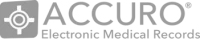 A black and white logo for accuro electronic medical records