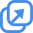 A blue and white icon with an arrow pointing up.
