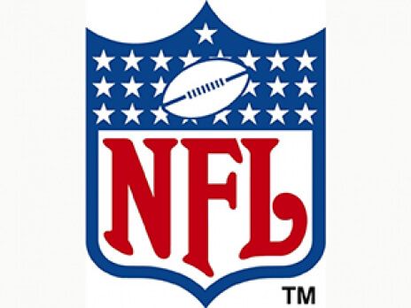 NFL logo in red and blue with a white football and stars above the shield
