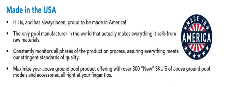 Blue “Made in the USA” graphic with bullet points about American-made products and inventory.
