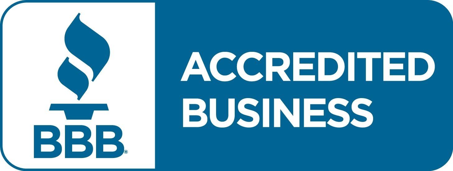 BBB Accredited Business logo in blue and white.