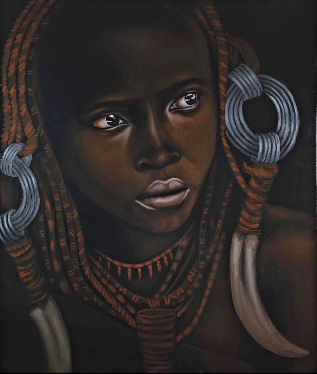 Portret van meisje van de Mursi stam uit Ethiopië