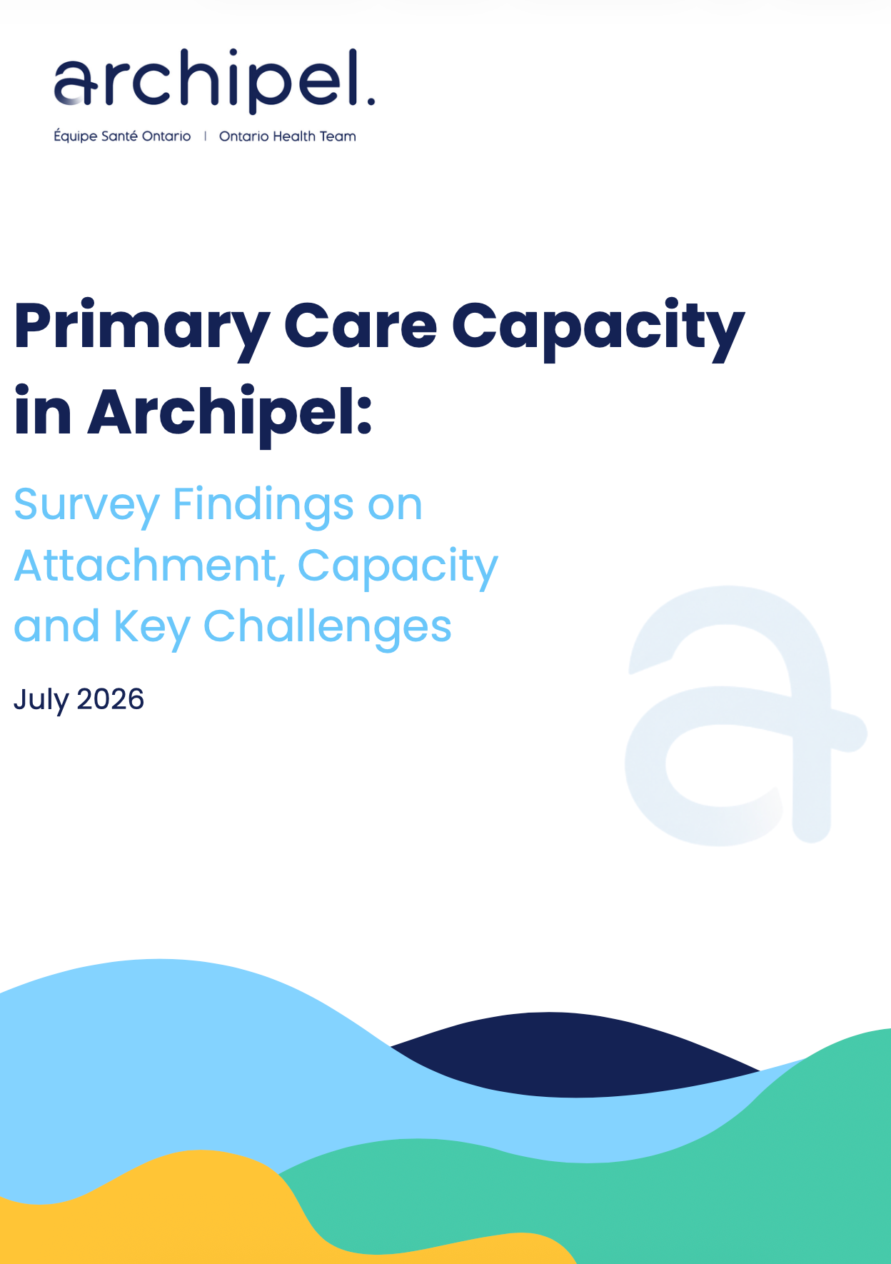 Cover page of Primary Care Capacity in Archipel survey findings