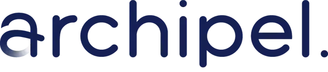 The word archipel is written in blue on a white background.