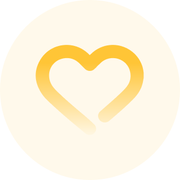 Un coeur jaune dans un cercle sur fond blanc.