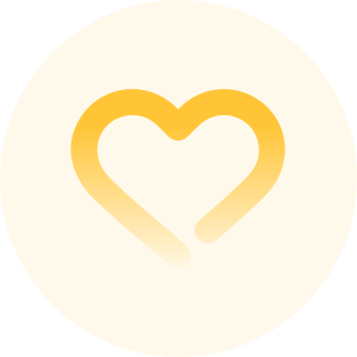 A yellow heart in a circle on a white background.