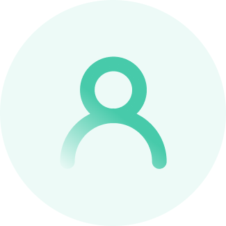 A green icon of a person in a circle on a white background.