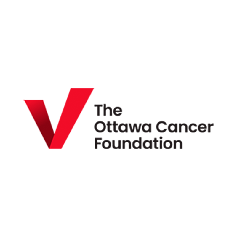 The logo for the ottawa cancer foundation has a red v on it.