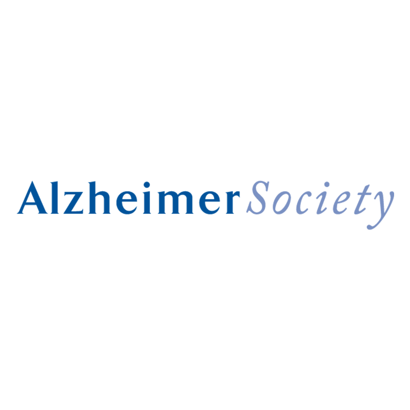 The logo for the alzheimer society is blue and white