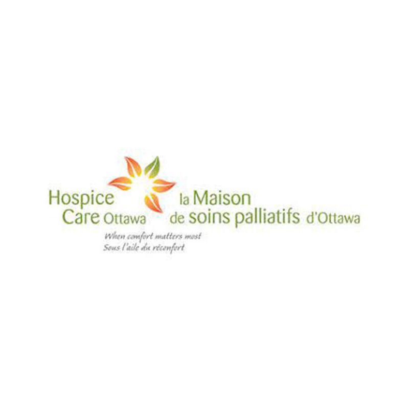 Le logo des soins palliatifs d'Ottawa est une fleur avec des feuilles dessus.