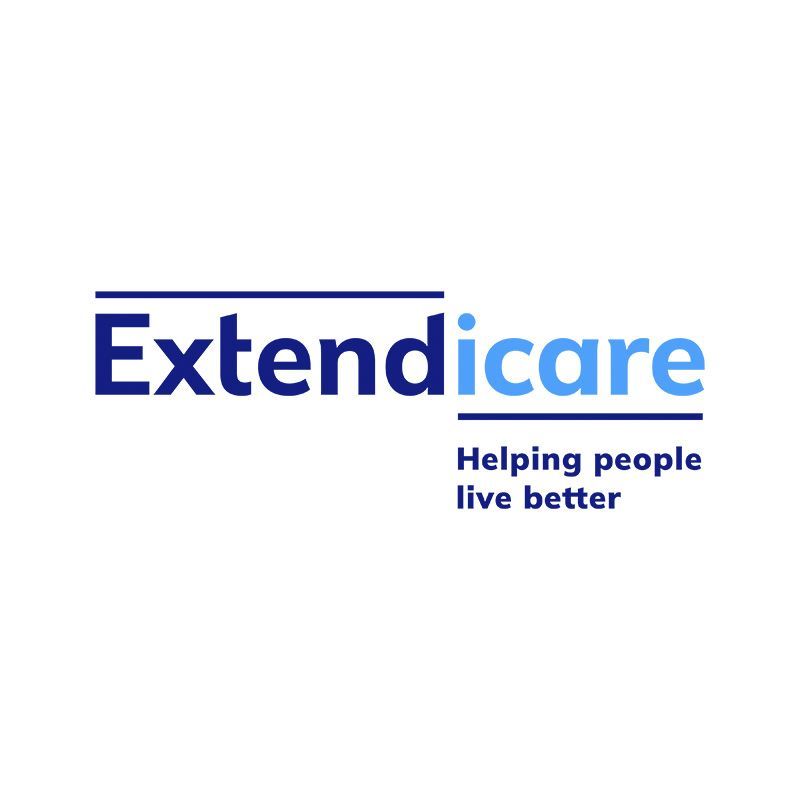 Un logo pour extendicare aidant les gens à mieux vivre.