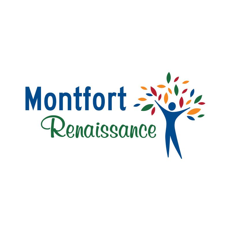 Un logo pour Montfort Renaissance avec un arbre et une personne